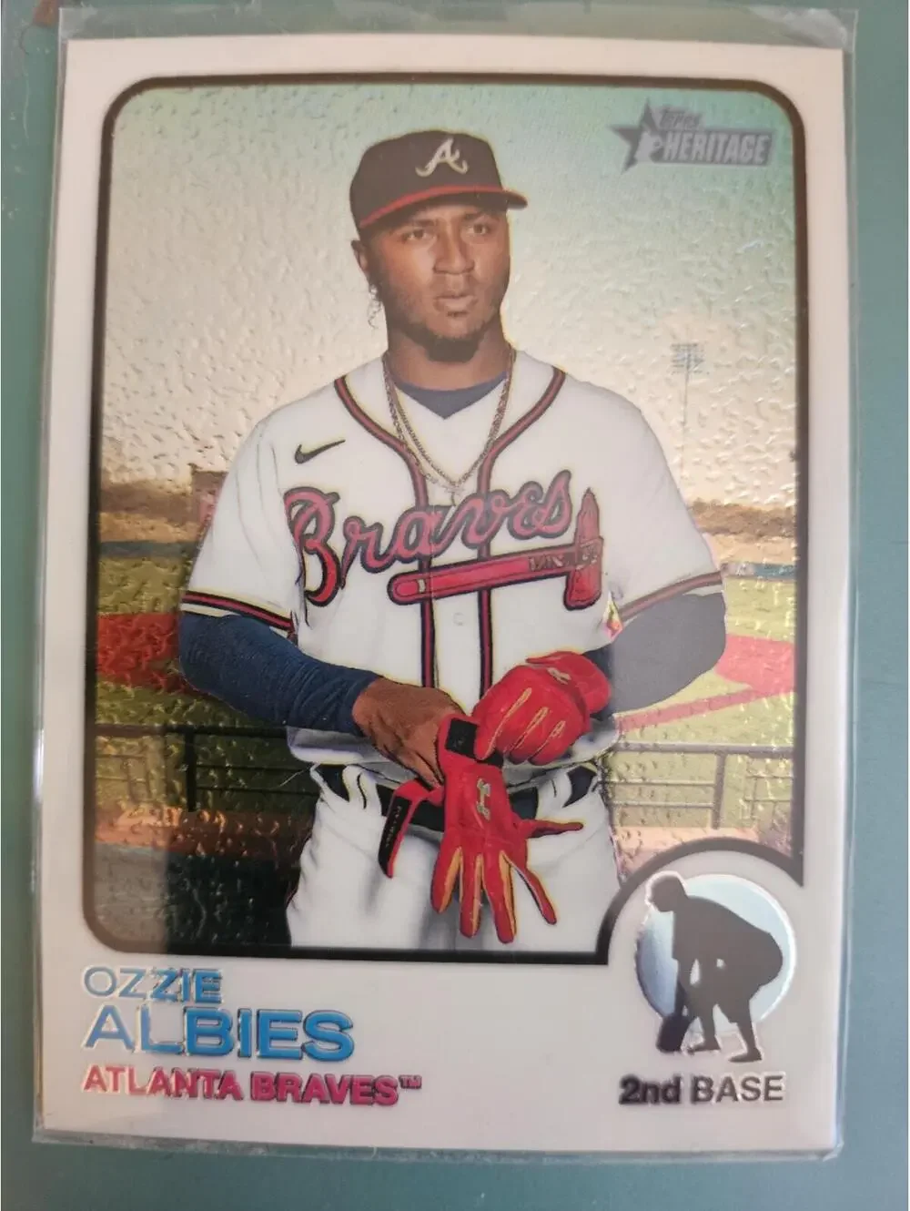 2022 Topps Heritage - #378 Ozzie Albies - No. 900 /999 - Atlanta Braves